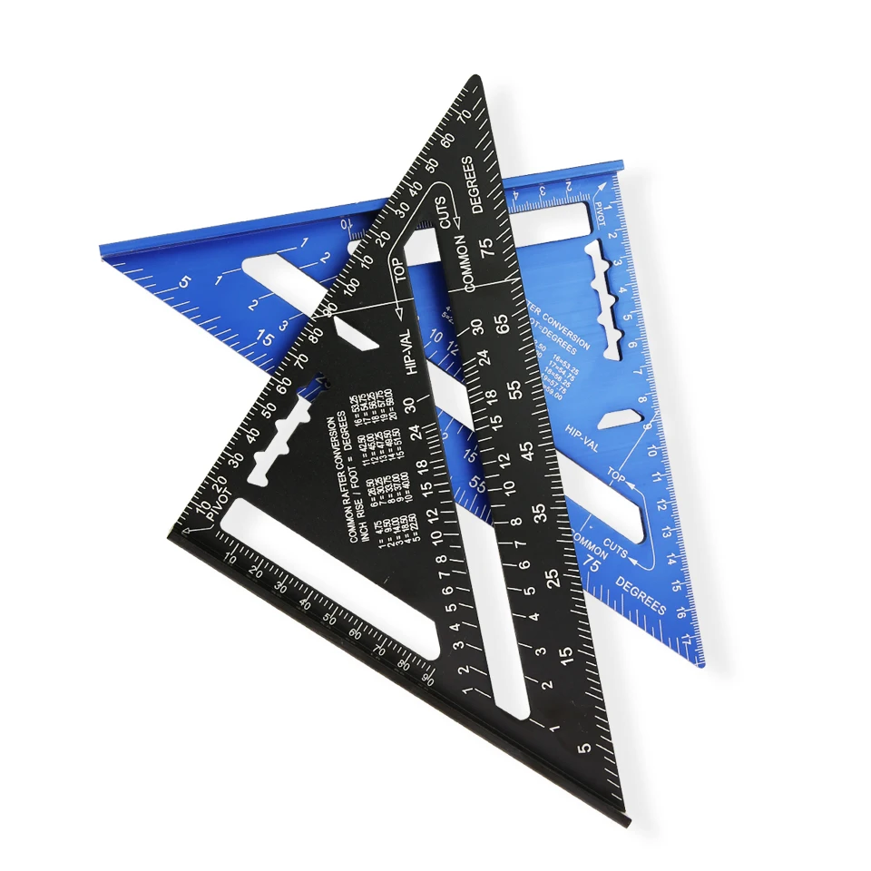 Triangle Ruler 7Inch Measurement Tool Aluminium Alloy Carpenter Set Square Angle Woodworking Tools Try Square Triangular Metric triangle ruler