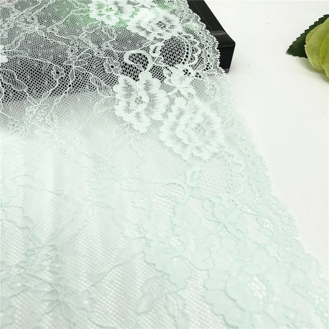 3y/lot Width 22cm Light Green Elastic Stretch Lace Trimming For Garment Accessory DIY Material Dress Lingerie Fabric 3