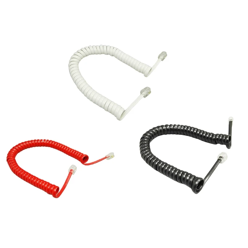 4-Core Modular Coiled Telephone Handset Cord for Telephone/Handset Black/ Red /White Curly Cord 1.85m/ 6Ft Dropship