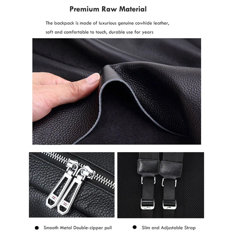 YIFANGZHE  Genuine Leather Backpack School Laptop Travel Camping Computer Shoulder Bag Gym Sports Backpacks for Men