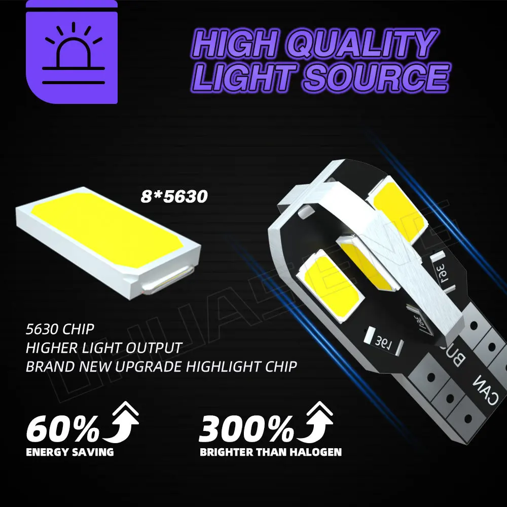 UHUASENG-Lampe de signalisation de plaque de planificateur de voiture, ampoule LED BA9S, lecture intérieure 194, porte, coffre, feu de stationnement