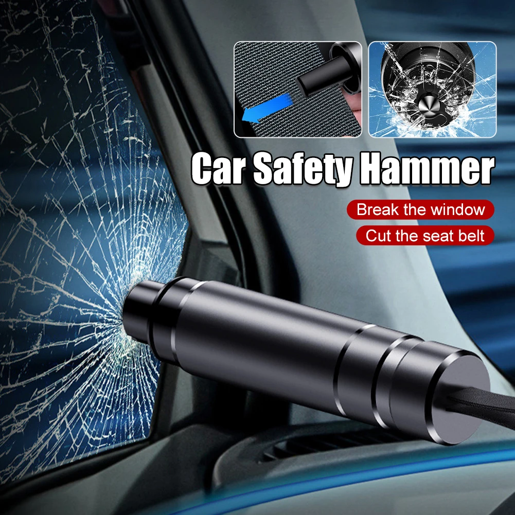 

Car Safety Hammer Emergency Window Breaker Seat Belt Cutter Tungsten Steel Glass Window Hammer Portable Life-Saving Escape Tool
