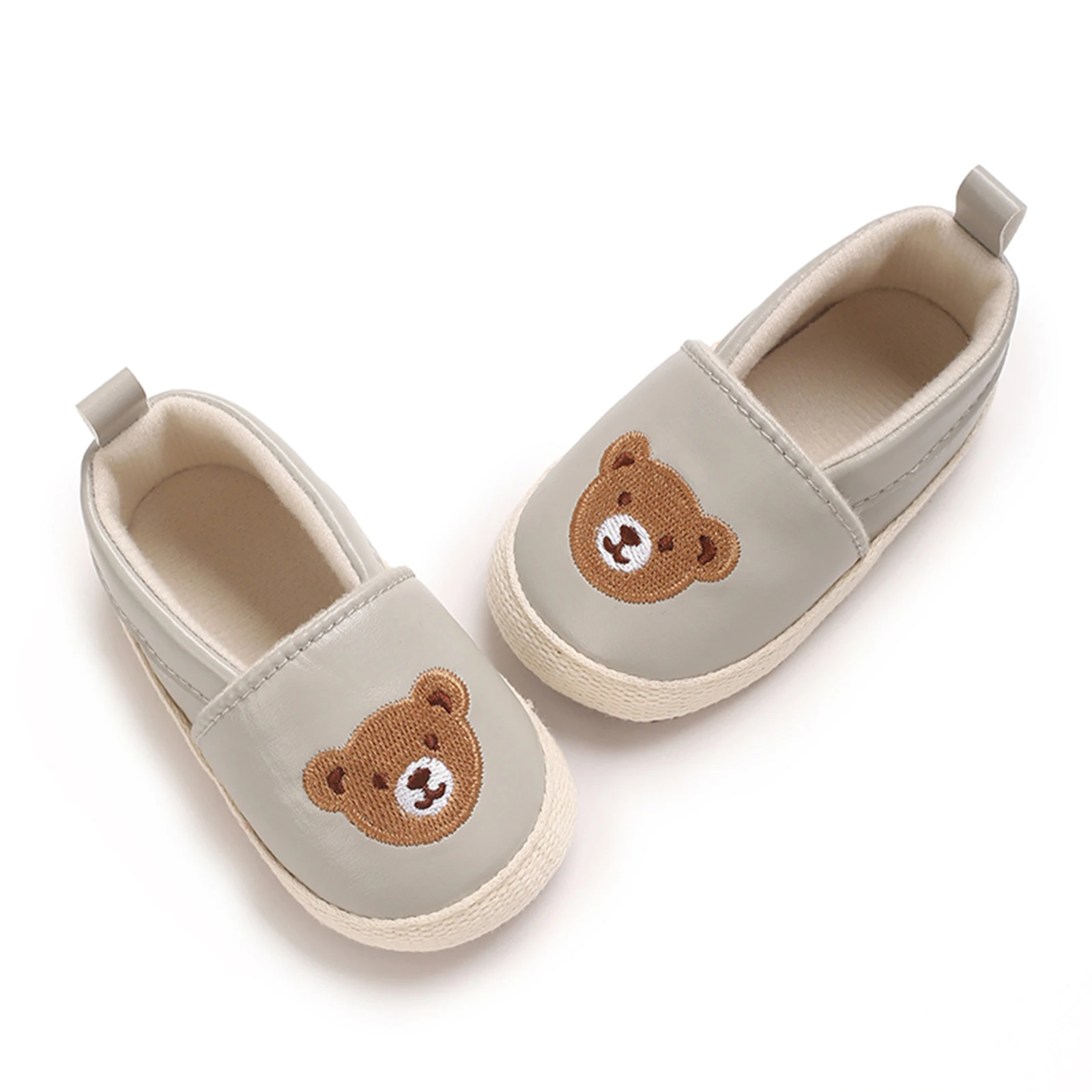 Baby Girl Boy Casual Flats Bear Embroidery Soft Sole First Walking Shoes for Spring Fall Newborn Toddlers PU Leather Shoes 2