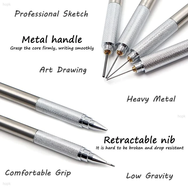 Nicpro 6Pcs Art Mechanical Pencils Set, 3 Pcs Metal Drafting Pencil 0.5 Mm