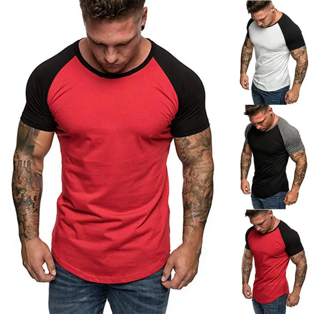 Great Summer T-shirt Simple Men Top All Match Slim Fit Men Top  Crew Neck