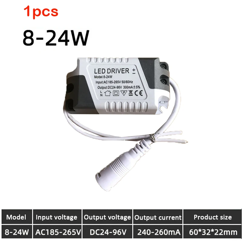 Universal LED Lighting Transformer - Ceiling Lamp & LED Strip Power Supply Adapter (8-24W)