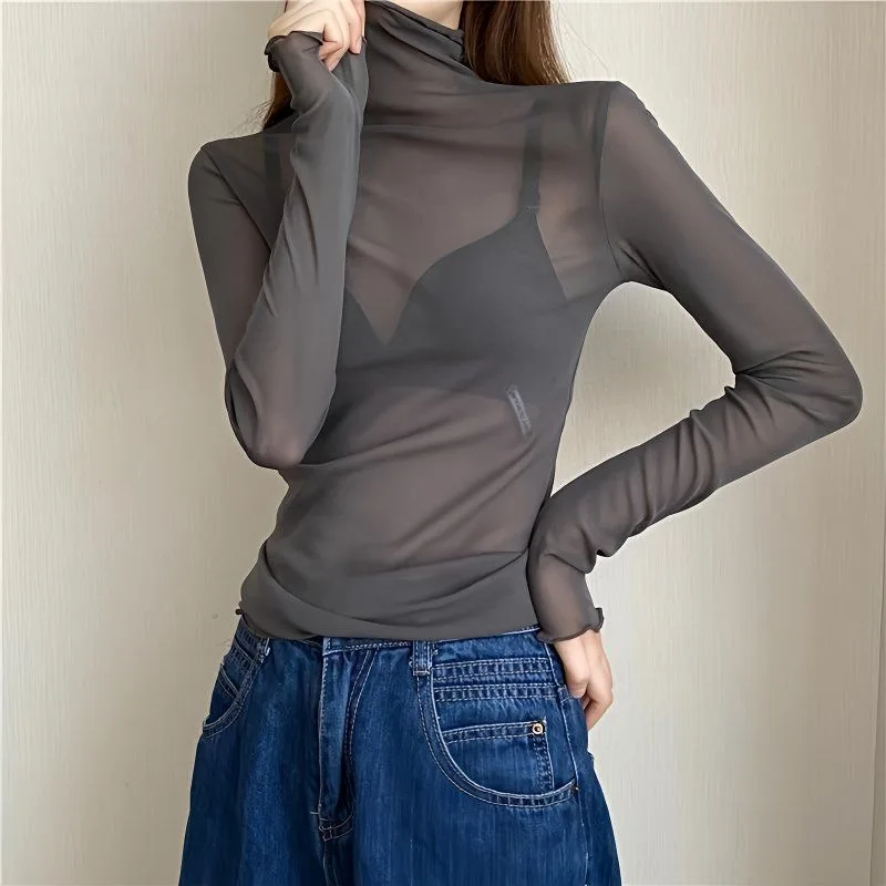 ตัวเลือกสินค้า เสื้อลูกไม้เซ็กซี่ แขนยาว คอโอ ผู้หญิง