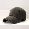 Sun Protection Extended Brim Adjustable Bucket Baseball Cap Distressed Ripped Hole Unisex Hat Men Women Vintage Baseball Cap 1