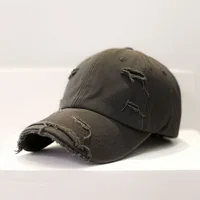 Sun Protection Extended Brim Adjustable Bucket Baseball Cap Distressed Ripped Hole Unisex Hat Men Women Vintage Baseball Cap 1