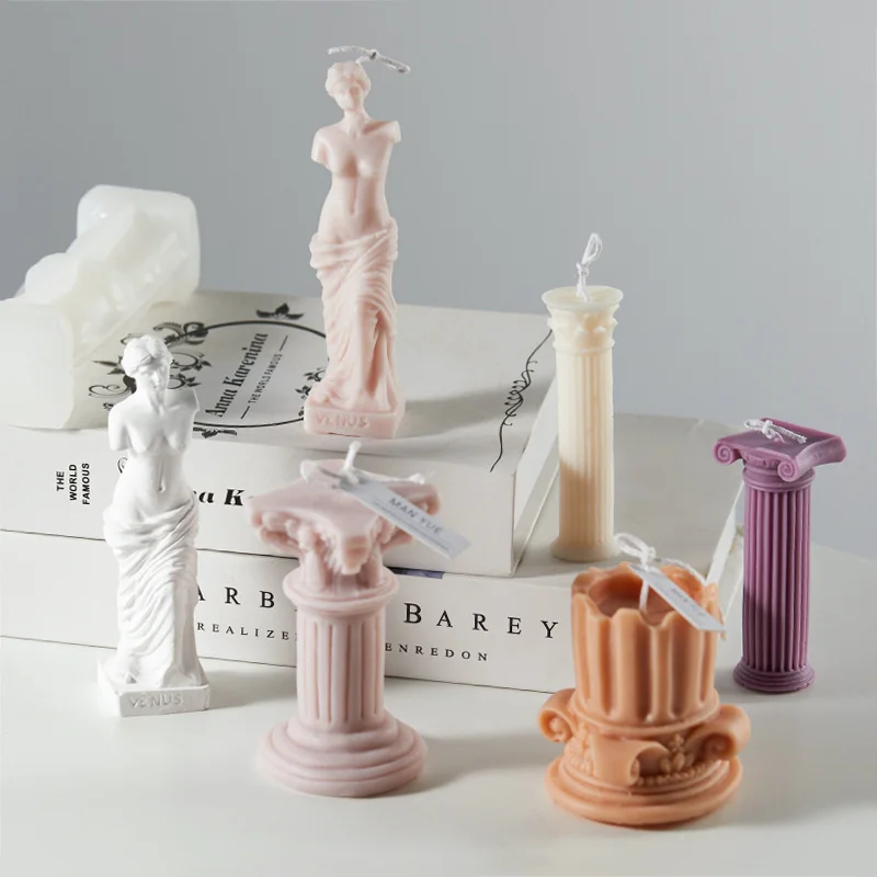 Diy Classic Roman Column Silicone Candle Mold 3d Statue Of Venus Body