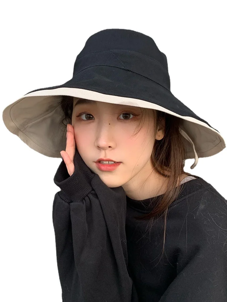Uv Large Eaves Sun Protection Hat Double-sided Cap Full-face Sun Hat Female Spring Summer Beach Seaside Fisherman