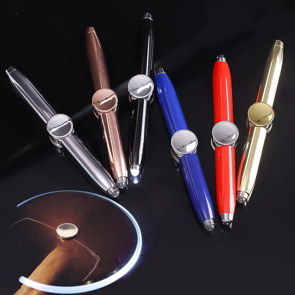 Metal Luminous Spinner LED Light Spinning Pens Release Pressure Student Gift Spinning Ballpoint Pen Twirling LED Rotating Toys 2