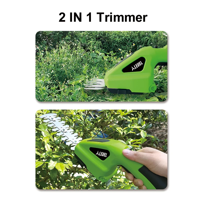 2 IN 1 Handheld Electric Hedge Trimmer Cordless Grass Shear Shrub Trimmer Rechargeable Grass Cutter for Garden/Lawn 6