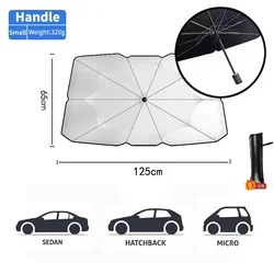 Foldable Summer Protection Car Windshield Sunshade Umbrella (Handle S)