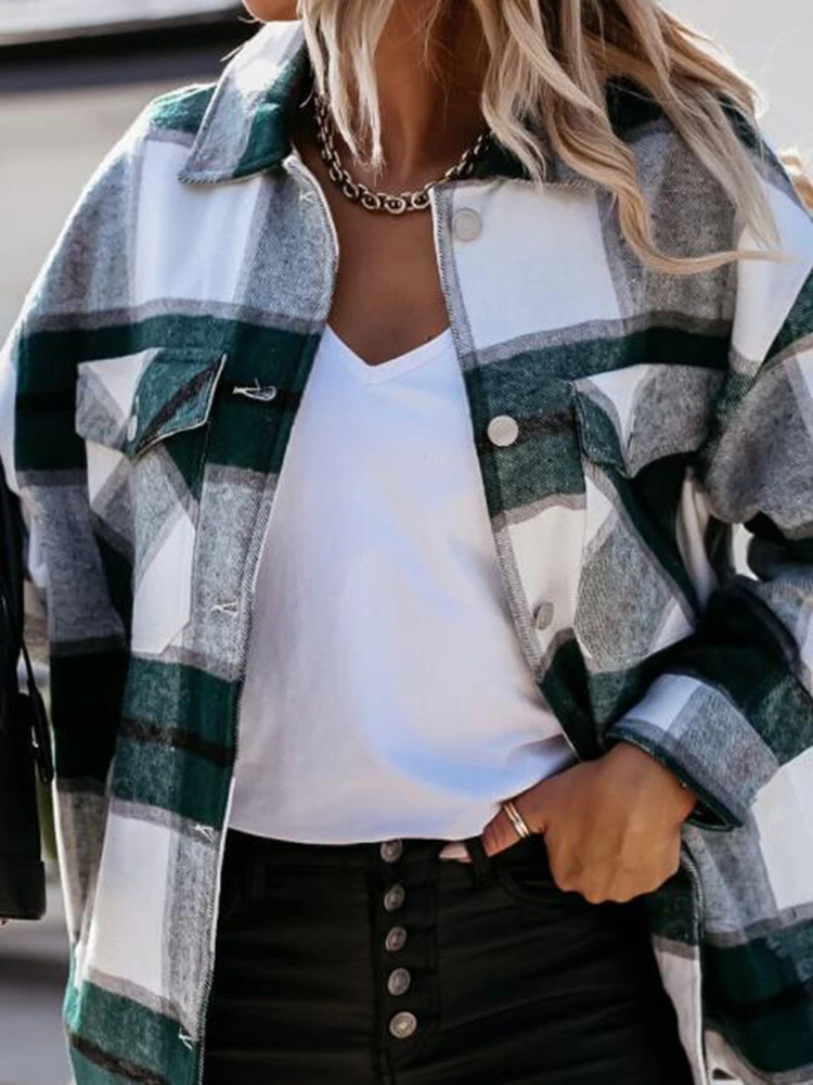 PRETTYGARDEN Women's Fall Long Sleeve Button Down Plaid Shirts Collared Loose Fit...