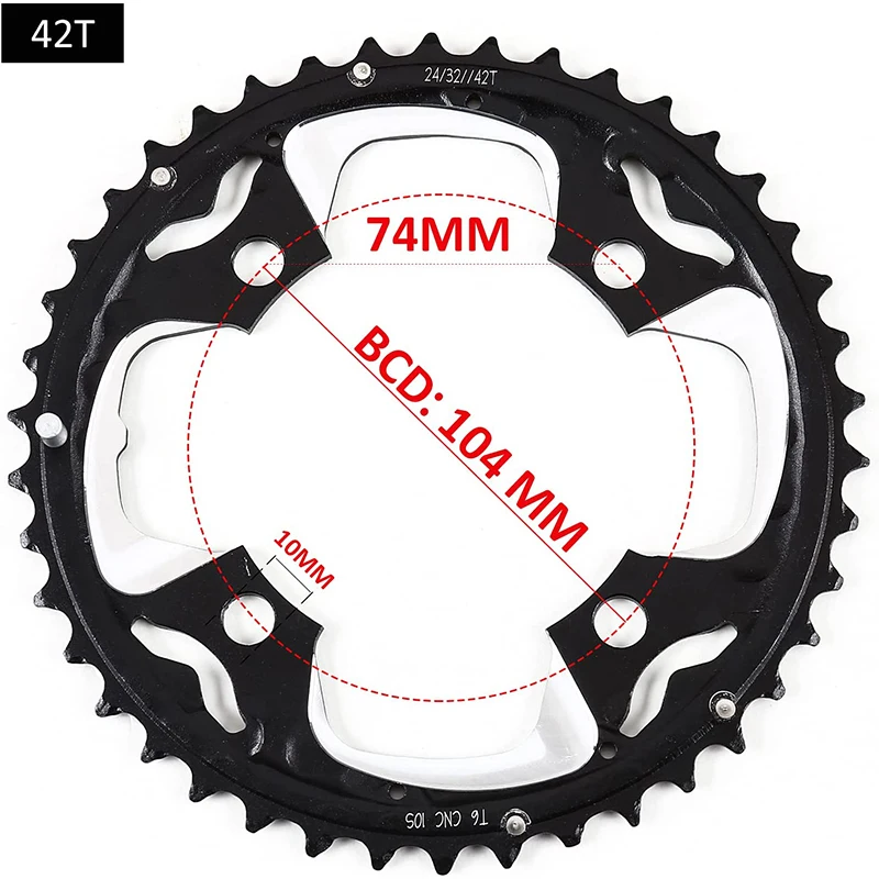 MTB Bicycle Chainring 24T/32T/42T 26T/38T 10S Bike Chainring 22T/32T/44T 9S 104B