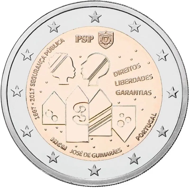 Portogallo 2017 Moneta Commemorativa 150 ° Anniversario Della Polizia Portoghese 2 Euro Unc Nuovo Di Zecca