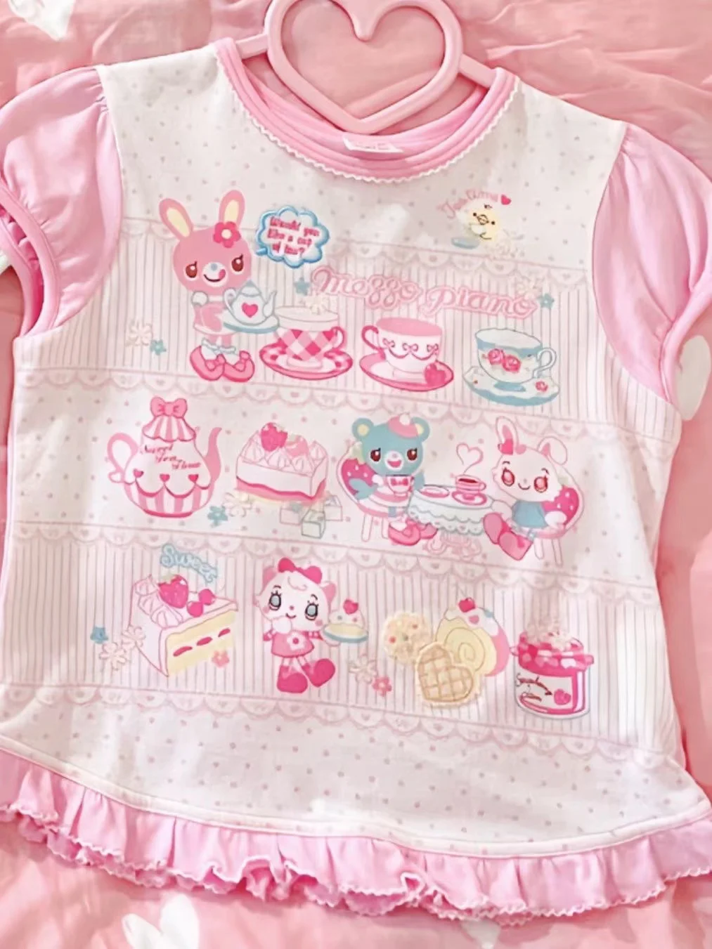 Sweet Kawaii Cartoon Tshirts Polka Dot Print Women T-shirt Loose Casual Contrast Color Cute Graphic Tee Tops Japan Y2k Aesthetic 3