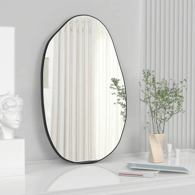  Espejo de pared irregular para decoración, espejo asimétrico de  madera, moderno espejo grande de baño, espejo decorativo único de 20 x 30  pulgadas para entrada, dormitorio, sala de estar, baño 