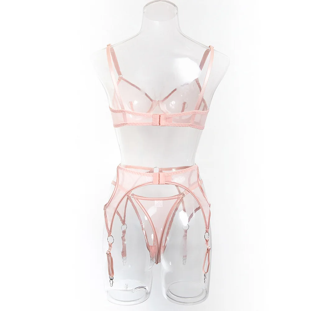 Transparentes Mesh-BH-Set mit Bügel und Push-up-Effekt, mit Nippelabdeckungen, hochelastische Dessous für Damen, sexy Cosplay-Kostüm – Detail 11