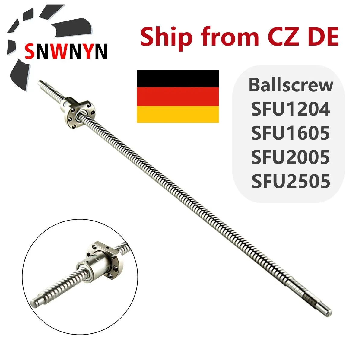 Kogelschroef SFU1204 300 mm Kogelschroef 12 mm gerold zonder zijeindsteunen, lineaire bewegingsonderdelen