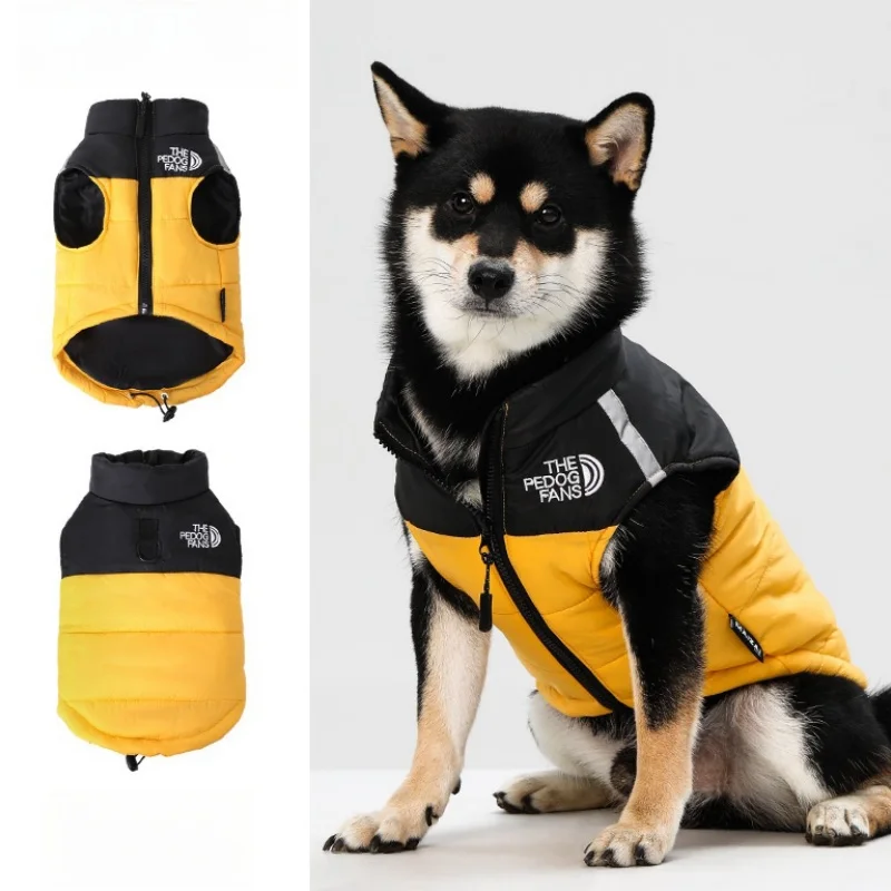 Medium and Large Dog Clothes Autumn Winter Keep Warm Thick Dog Cotton-padded Clothes Can Pull Pet Clothing pet jacket pet jumpsuits
