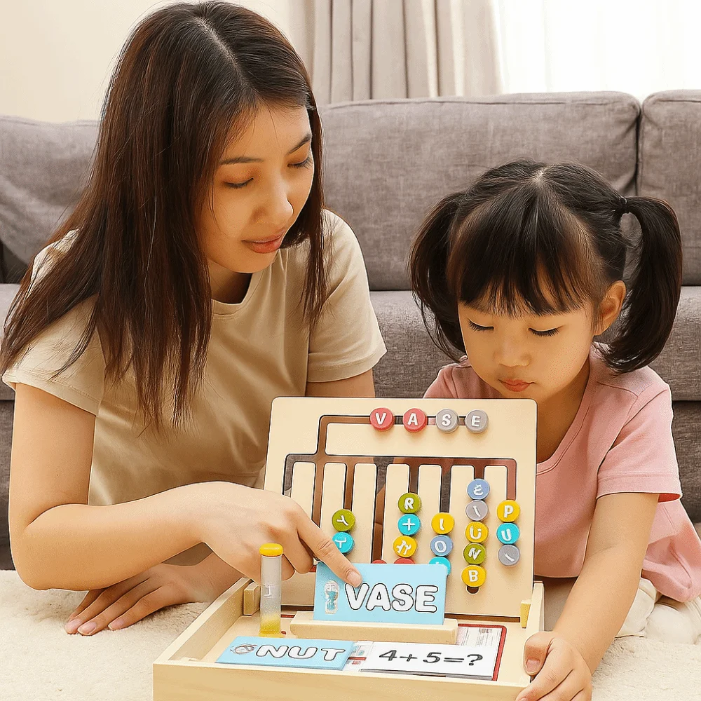 Four-color moving number English double-sided chess children's early education intelligence game learning box toy