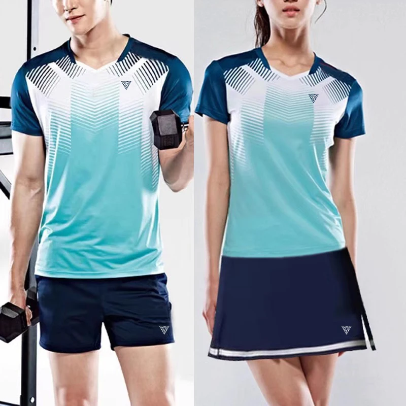 Short Sleeve T Shirt Sports Clothes Sweat Tennis Clothing Women's Suit Quick-drying Slim short-sleeved Table Tennis Sportswear Men and Women Badminton Clothing