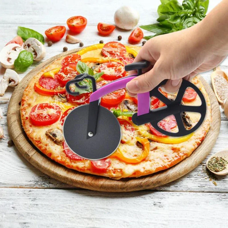 Stainless Steel Bicycle Pizza Cutter Wheel Bike Roller Pizza Chopper Slicer Cutting Knife Kitchen Tools