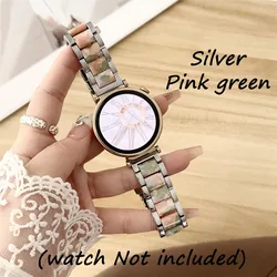 Colorful Resin and Metal Watch Band Strap - Universal Wristband Bracelet - 22mm (Silver Pink Green)
