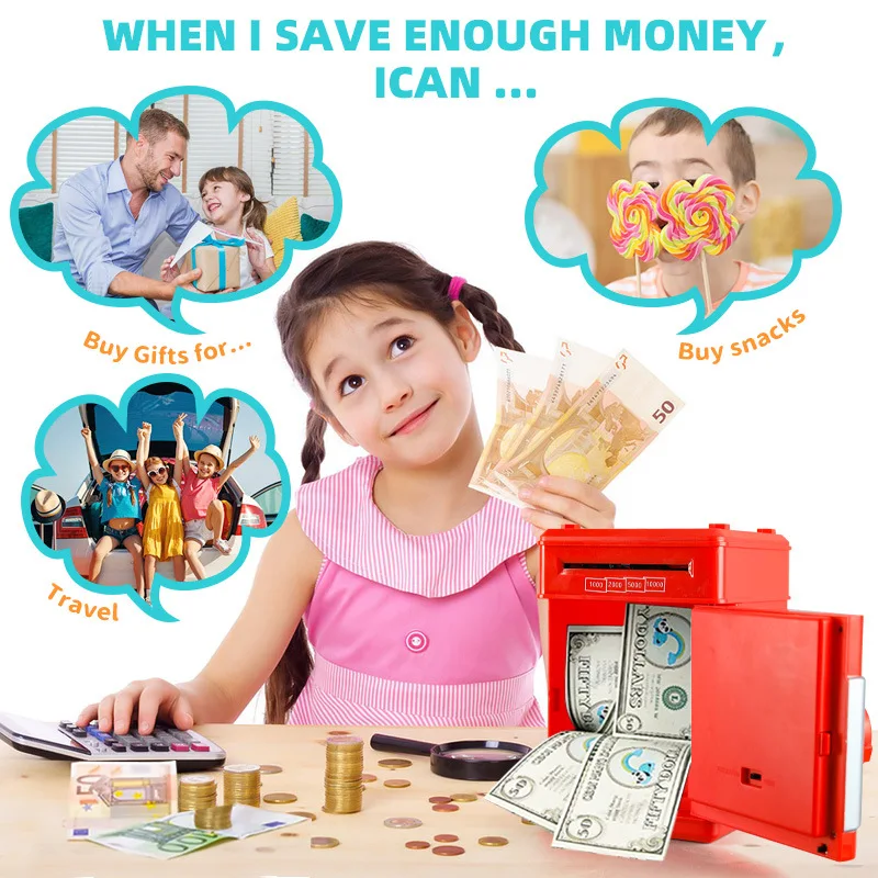 Money Box Piggy Bank ATM Password Automatic Electronic Piggy Cash Coin Saving Box ATM Bank Safe Box Deposit Banknote Gift 3