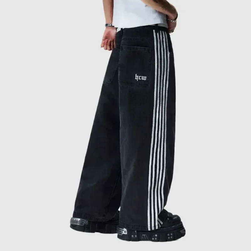 Men Jeans Mens Jeans Jeans Trousers Denim Trousers Y2K Jeans Baggy Embroidered Striped Harajuku Sweatpants Hip Hop Streetwear Casual Wide Leg Denim Pants Aura
