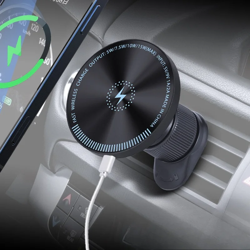 Enhanced Magnetic Wireless Car Charger – 15W Fast Charging Phone Mount Holder