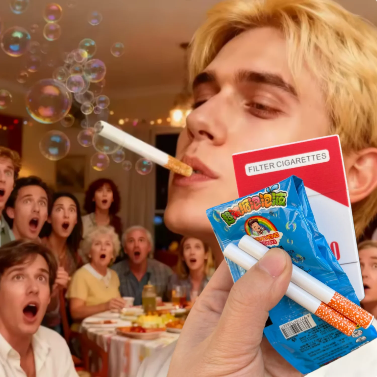Photo Prop Smoking Case 2 Pipes 5 Bubble Water 1 Funny Cigarette Bubble Machine Box Toy Outdoor