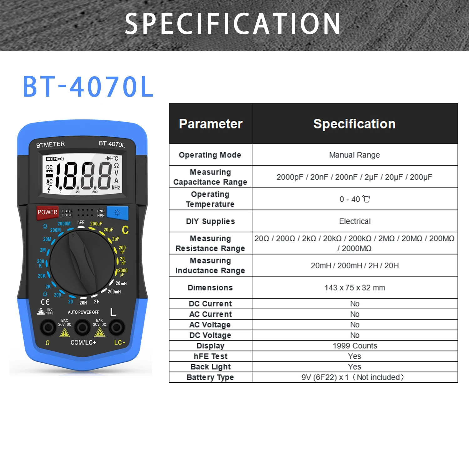 BTMETER True RMS Digital Multimeter,Precision Multimeter,Profession Insulation Tester Voltage Meter Diode Test NCV，770 Series 6