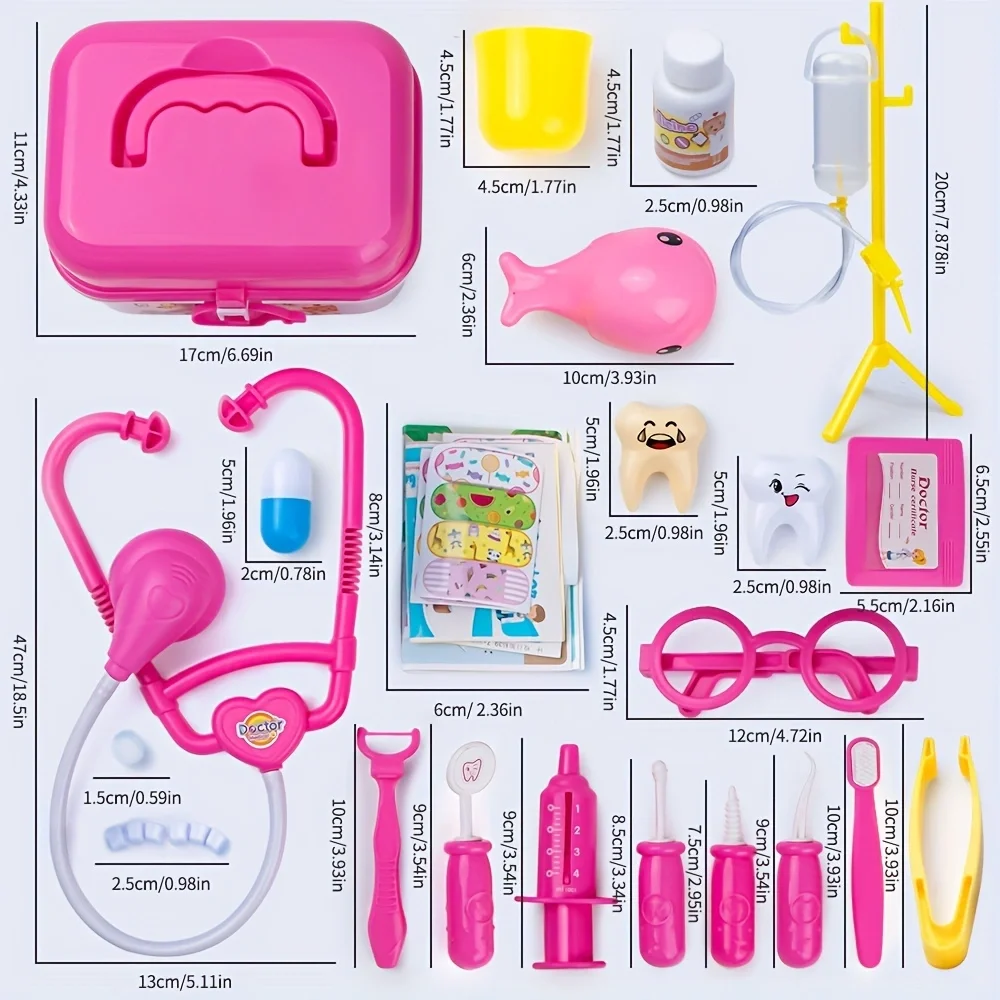 New！Doctor Play Set Doctor Toys for Kids Pretend Play Medical Tool Toy with Portable Suitcase Educational Toy Gift for Kids 4