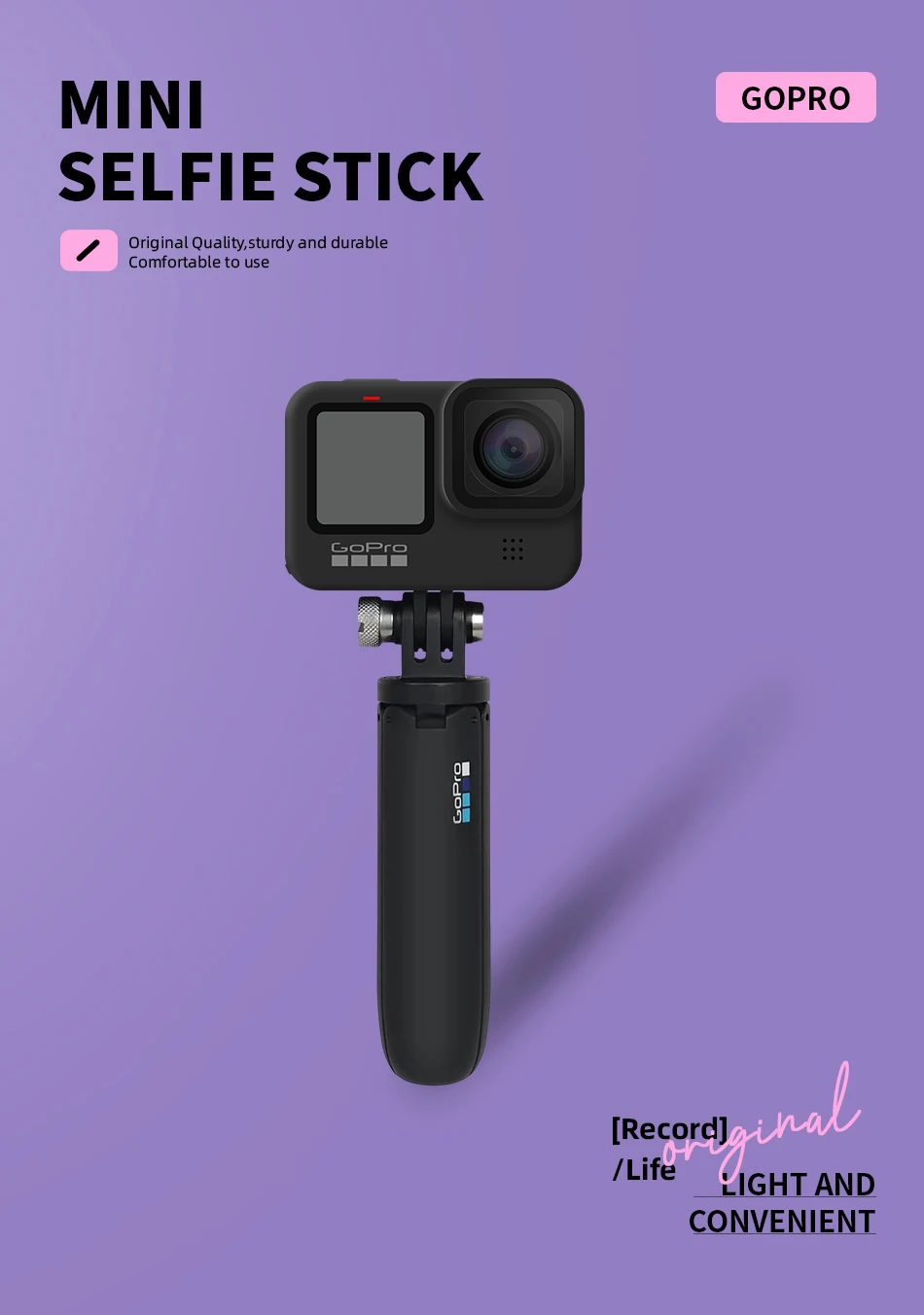 Description Picture 5 of itemGoPro Shorty Mini pole for Go Pro Hero13 12 11 10 9 Black Session Action Camera Vlog Tripod Foldable Monopod Original Accessory