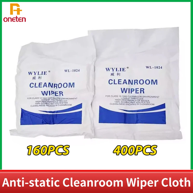 WYLIE WL-1024 160PCS 400 개/가방 클린 룸 와이퍼 천 정전기 방지 닦아 천 전화 LCD 수리 도구 먼지없는 청소 천