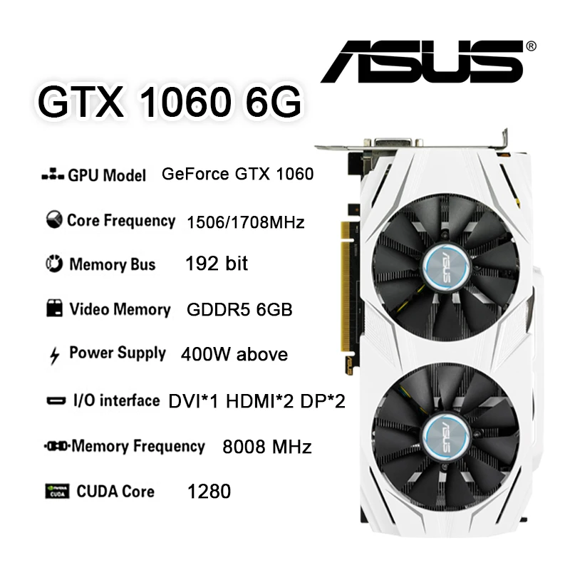 Asus Raphic Card 960 1050 1060 1650 2gb 3gb 4gb 5gb 6gb Rx 580 Video Cards Gpu Dvi Hdmi Dp Support Desktop Cpu Motherboard - Graphics Cards -