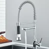 Chrome Brass Kitchen Sink Faucet Pull Down Hot and Cold Water Mixer2 Mode Tap with Dual Spout 360 Rotation Flexible Deck Mounted 4