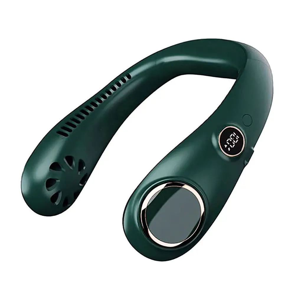 2022 Portable Hanging Neck Fan Personal Wearable Neckband Leafless