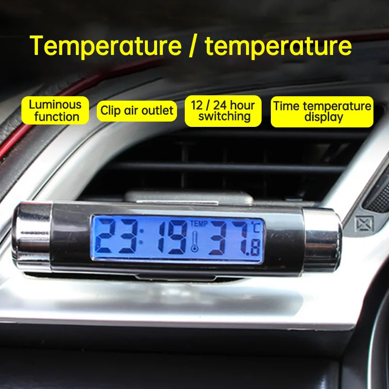 Reloj electrónico de Temperatura Dual interno y externo para coche,  accesorios para coche, termómetro, estilismo para coche luminoso 