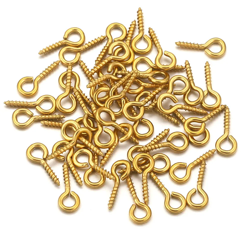 Eyepins Hooks Eyelets Screw Threaded Gold Color Clasps Hooks Jewelry Findings For Making DIY 4