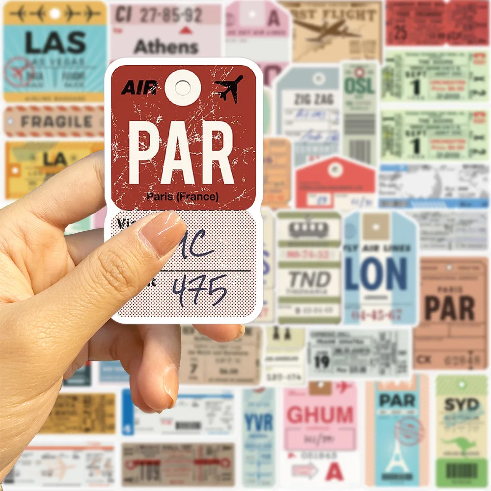 Vintage Boarding Pass Air Tickets Stickers 10/20/40pcs World Travel Decals Toy DIY Luggage Suitcase Car Phone Waterproof Sticker Rivet Nut Decorative Labels Stickers Self Adhesive Stickers Paper Stickers Adhesive Stickers