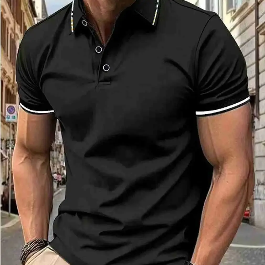 Men’s summer casual fashion polo shirt short sleeve men’s short sleeve color lapel top T-shirt short sleeve lapel fashion Best Sellers In Men's Clothing