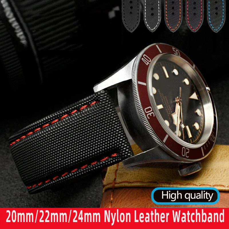 20Mm 22Mm 24Mm Cinturino In Pelle Di Nylon Per Tudor Black Shield Mido Tissot Starfish Uomo Donna Cinturino In Tessuto Di Tela