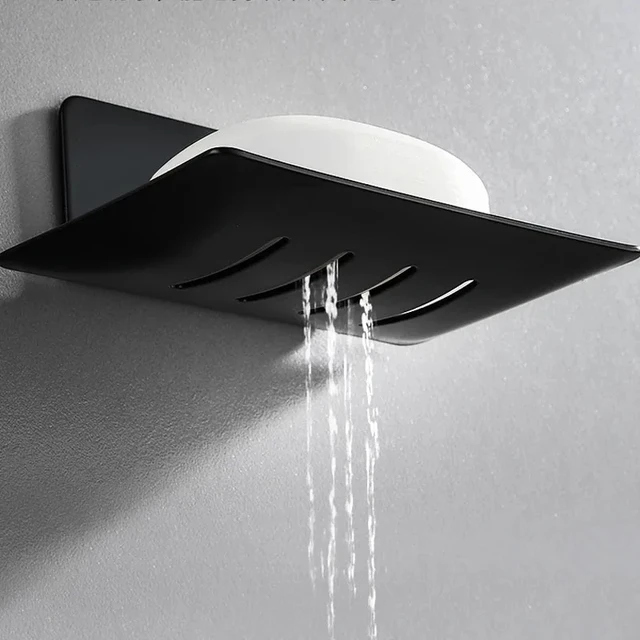 Portasapone da bagno portasapone in acciaio inossidabile con scarico dell'acqua senza foratura portasapone a parete accessori da bagno 5