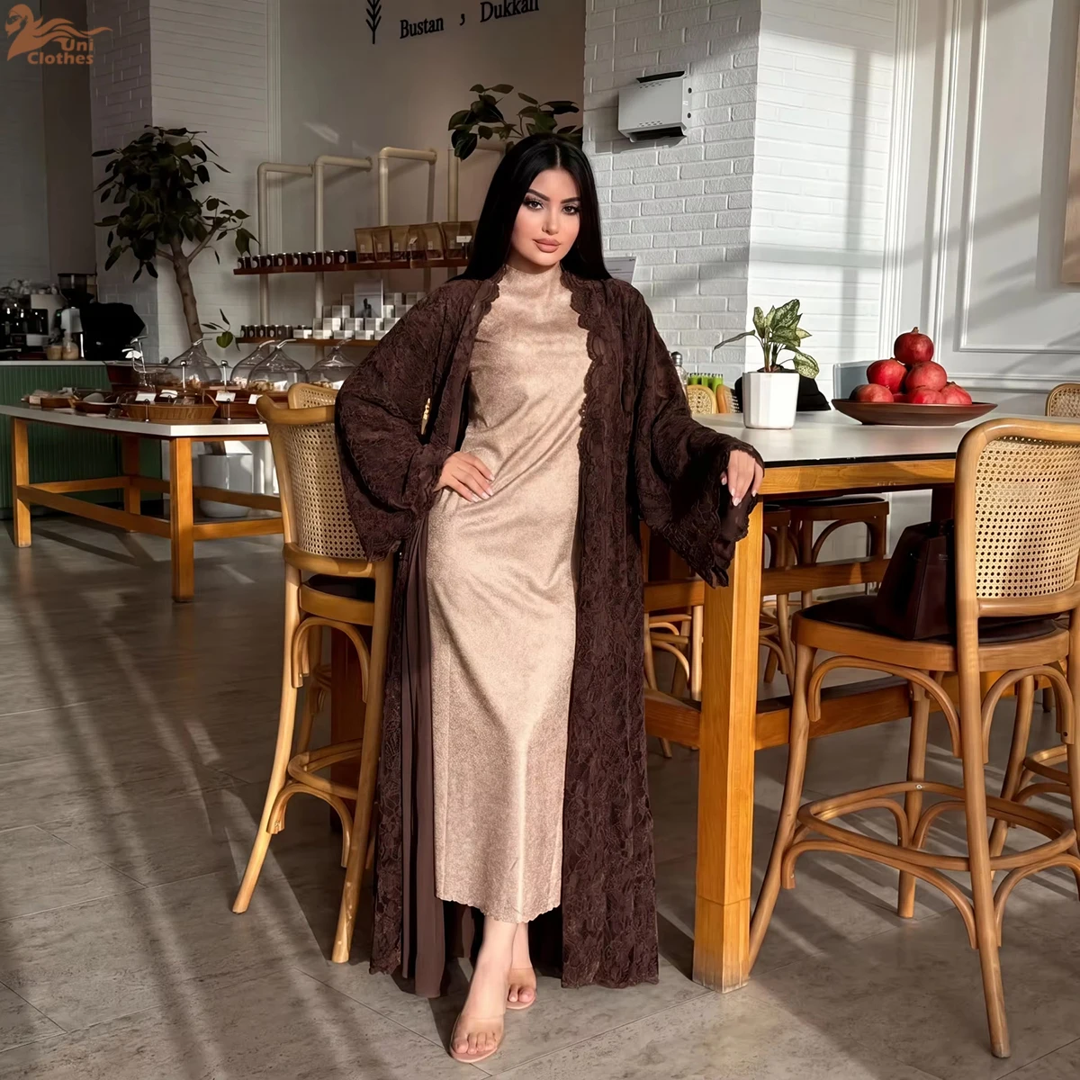 Zahraa 2026 Abaya Modest New Front Open Abaya Lace Abaya With Lining Women's Dresses Abaya Cardigan for Eid Ramadan 5