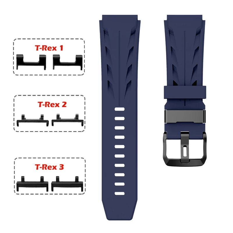 Breathable Black Silicone Strap with Metal Connector - Adjustable Sport Wristband