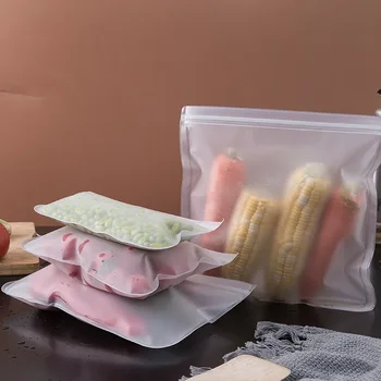 Sac alimentaire en PEVA réutilisable pour congélateur, sac de rangement des aliments debout, sac en silicone étanche, sacs à fermeture fraîche sans BPA, cuisine supérieure, évaluation 1